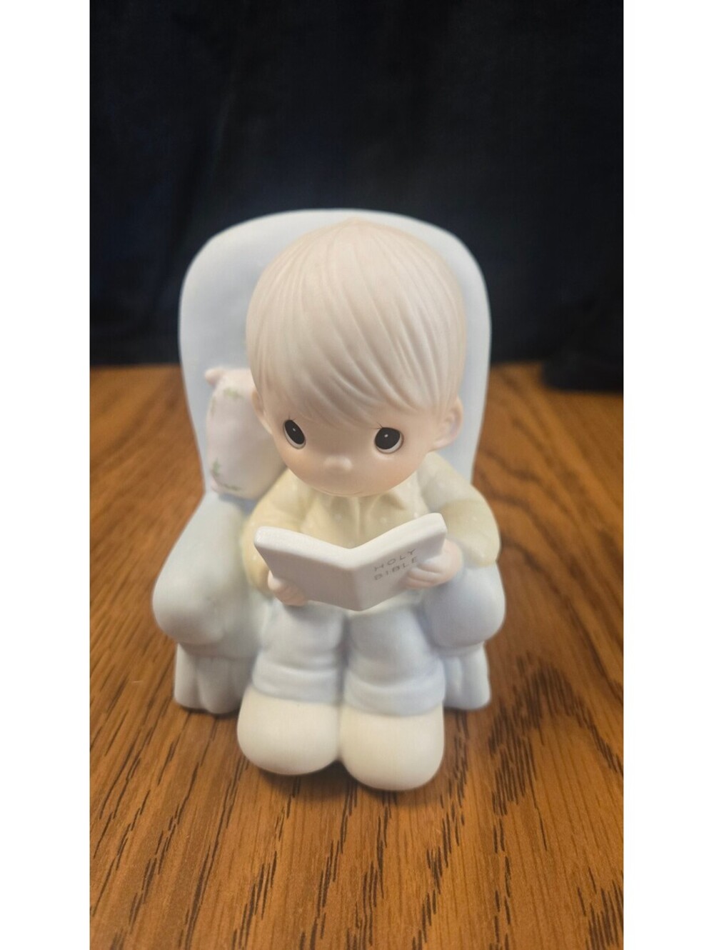 Precious Moments 'The Story of God's Love' Figurine Boy Reading in Armchair